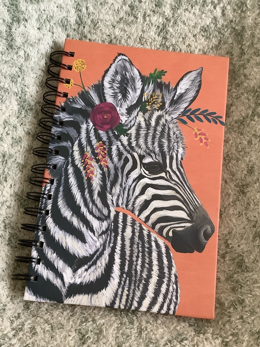 Floral Zebra Spiral Hardcover Journal Notebook ~120 lined pages NWT OCS Designs